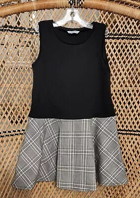 Girls Mayoral Tank Dress Size 5 Black And Gray Plaid • $10