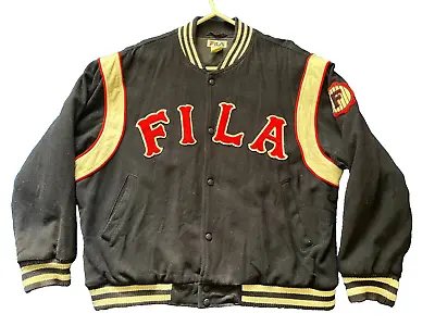 Vintage 90's Fila Wool Varsity Jacket Spellout 2XL • $59.99