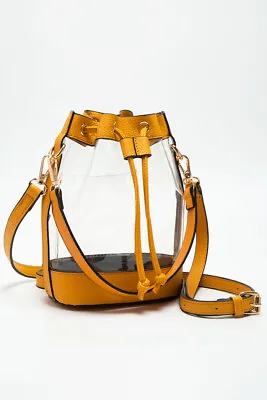 UNNI Transparent Clear Color Trim Stadium Approved Crossbody Shoulder Bucket Bag • $34.99