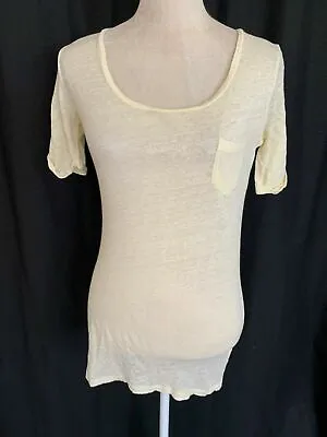 Majestic Paris Womens Solid Ivory 100% Linen Short Sleeve Top T Shirt Size 1 • $32.01