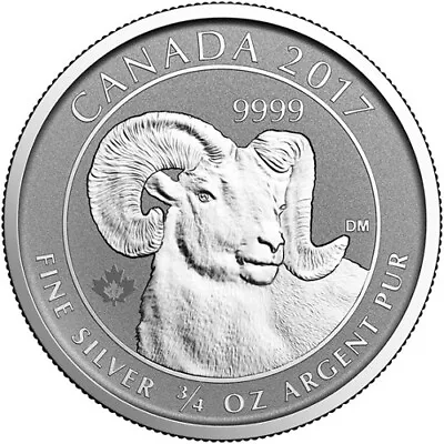 2017 3/4 Oz Reverse Proof Canadian Silver Big Horn Sheep Coin • $26.98