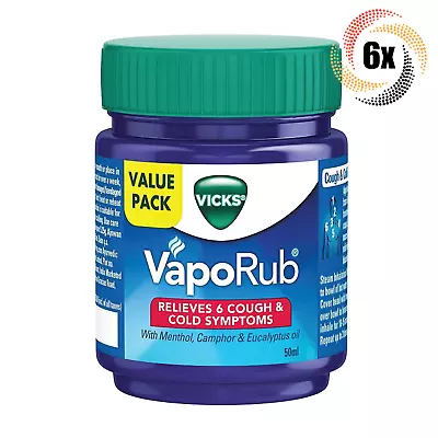 6x Jars Vicks VapoRub Menthol Camphor & Eucalyptus Oil Cough Suppressant | 50ml • $31.82
