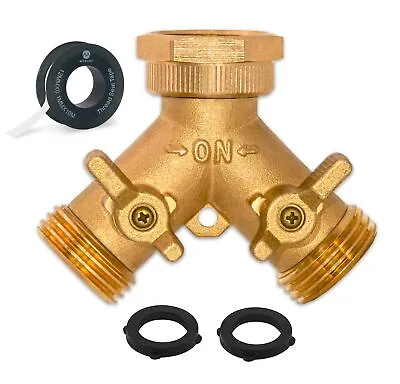 Morvat Heavy Duty Hexagonal Brass 2 Way Garden Hose Y Splitter • $11