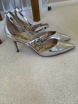 Silver Leather Thea Sam Edelman Heels Size UK 5 Worn Once • £9.99