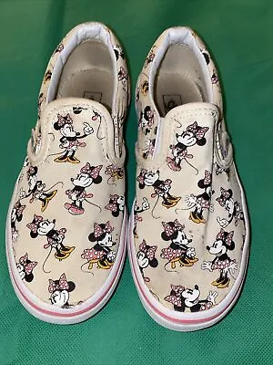 VANS X Disney Minnie Mouse Print Classic Slip On Sneakers (US Kids 13/ CM 18) S1 • £29.73