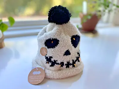 Mud Pie 3T-5T Toddler Halloween Skeleton Light Up Hat Cap White Black Pom Pom • $26.99