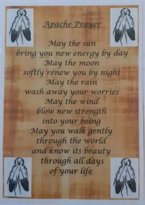 Native American Indian Laminated A6 Apache Prayer Saying Blessing • £2