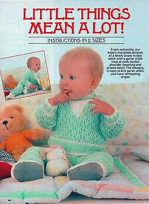 £1.90 • Buy    ~ Laminated Baby Knitting Pattern For Sweet Lacy Jumper & Pull-On Trousers  ~