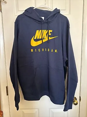 Michigan Wolverines Fleece Men's Size XXL Nike Sportswear College Hoodie Blue • $55