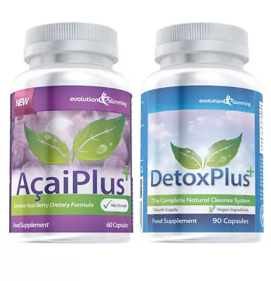 Acai Plus & Detox Plus Cleanse Diet Combo Weight Loss 1 Month Evolution Slimming • £29.99