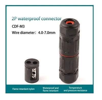 2/3 Pins IP68 Waterproof Electrical Cable Wire Connector Outdoor Underwater Plug • £2.89