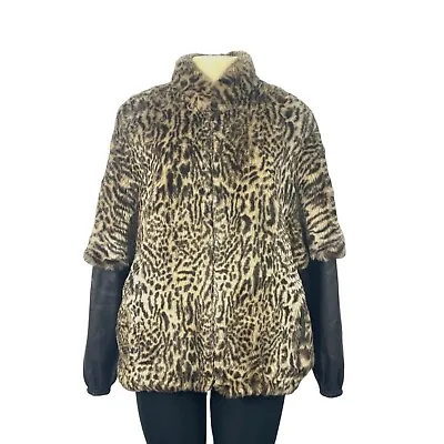Vintage Luxury Tissavel (France) Faux Fur Animal Print Womens Designer Coat • $55