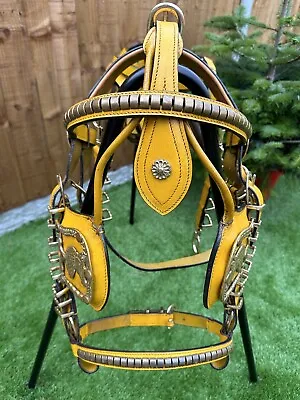 Show Horse Riding Bridle With Reins . Yellow With Brass Ornaments • £140