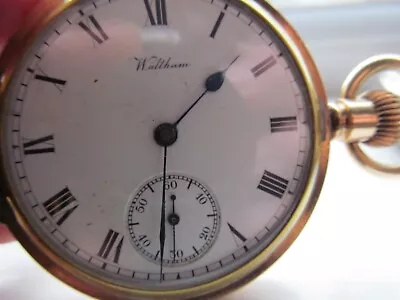 Fine 10 Year  Gold Plate Waltham Traveller Full Hunter  Pocket Watch • £165