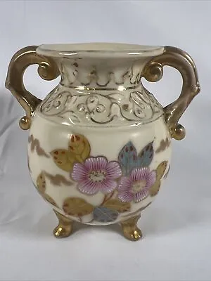 Antique Victoria Carlsbad Austria Handpainted Porcelain Handled Vase 40 4.5’’ • $48