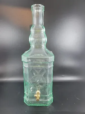 Italian Olive Oil Bottle 14  Tall Large With Brass Spout Clear Glass • $45