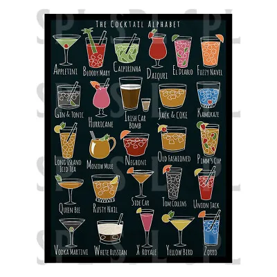 Cocktail Alphabet Metal SIGN RETRO Kitchen GARAGE BAR PUB MAN CAVE • £3.95