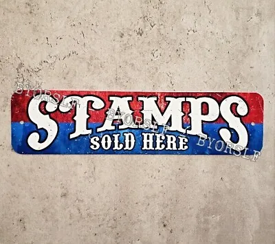 Metal Sign STAMPS SOLD HERE Post Office USPS Postal Service Mailman Mail Postage • $12.60