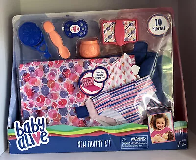 BABY ALIVE New Mommy Kit 10 Pc Diaper Bag Changing Pad Outfit Spoon Pacifier Toy • $29.50