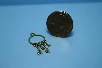 Dollhouse Miniature Metal Old Fashion Keys On Key Ring CAR1080 • $2.06