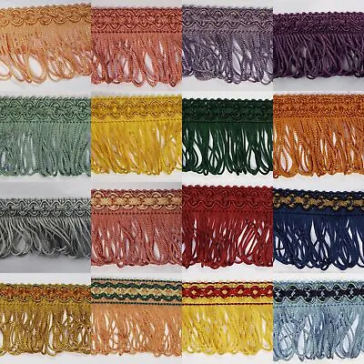 14 COLOUR 45mm Loop Fringe Chain Braid Curtain Lampshade Edging Trim 1 2 4m+ 162 • £7.50