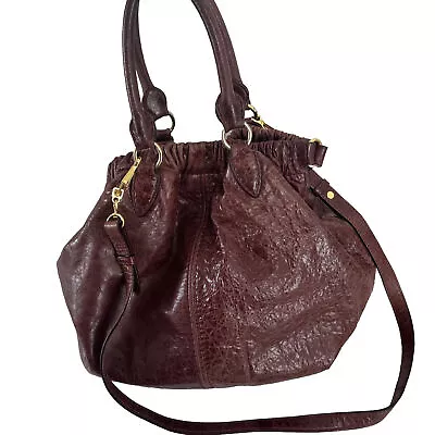 Miu Miu Burgundy Vitello Lux Leather Hobo Handbag Shoulder Bag • $250