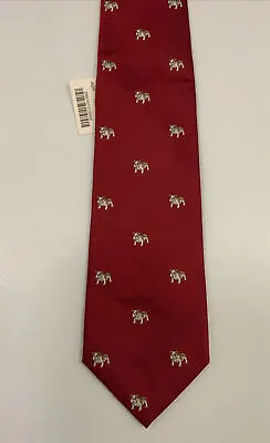 J. Crew Yale Bulldog Motif Red Italian Silk Tie Handmade Ivy League NWT NEW • $74.99