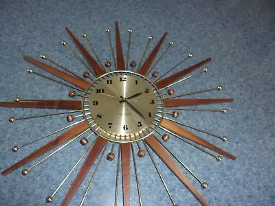 Vintage Starburst Clock Atomic 24  Wall Clock Works Westclox Midcentury Modern • $225