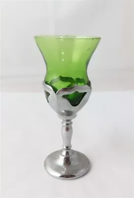 Farber Bros & Cambridge Metal Stem & Green Glass Cordial Cocktail Cup 4 1/8  • $9.95