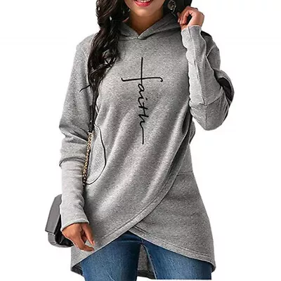 2018 New Fashion Faith Print Sweatshirt Female Sweatshirts Hoodies Women Kawaii • £14.30