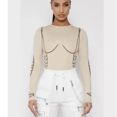 Manière De Voir Sketch Contour Bodysuit Long Sleeve Top  • $60