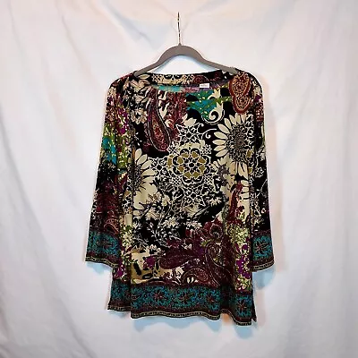 ECI New York Womens Size XXL Top. Casual Paisley Colorful • $10.88