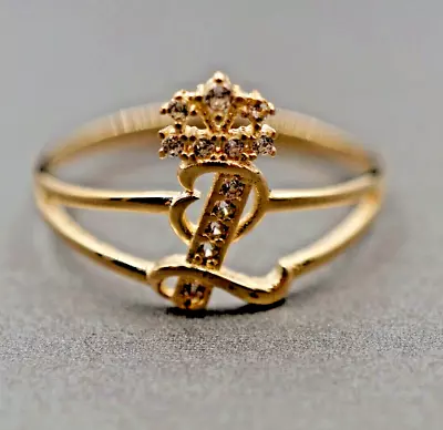 1Ct Round Lab-Created Moissanite Initial  L  Letter Ring 14K Yellow Gold Plated • $90.99
