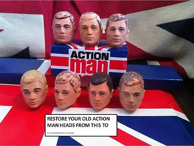 Vintage Action Man Head Reflocking ~ GI Joe Re-Flocking ~ Old Heads Re-Flocked • £4.75