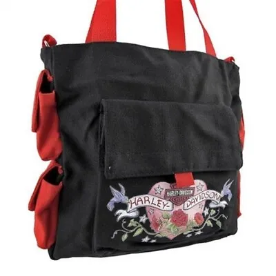 Harley-Davidson Canvas Tote Bag Purse Black & Red • $26.95