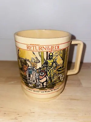 1983 STAR WARS Return Of The Jedi DEKA Plastic Cup Mug Ewoks Leia C3P0 R2D2 • $15.30