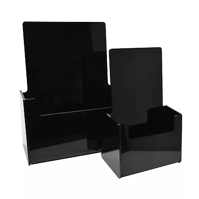 Black Leaflet Holder Flyer Menu Counter Dispenser Business Card Holder DL A5 A4 • £23.64