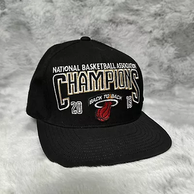 Miami Heat Hat Black 2013 Back To Back Champion Adidas Strap Back NBA Basketball • $24.99