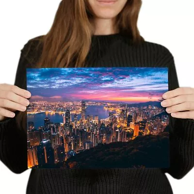 A4  - Hong Kong Cityscape City Buildings Poster 29.7X21cm280gsm #45352 • £3.99