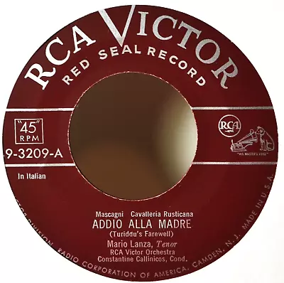 Mario Lanza Addio Alla Madre Red Wax EX 7  Vinyl O Tu Che In Seno Agli Angeli • $2.95