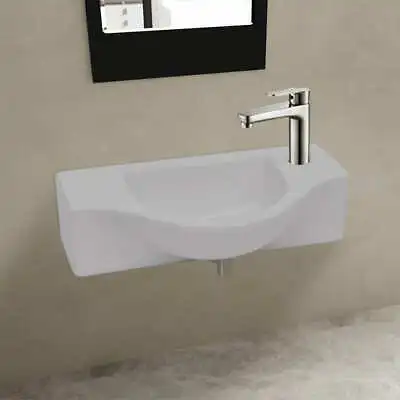 VidaXL Ceramic Bathroom Sink Basin With Faucet Hole White • $98.89