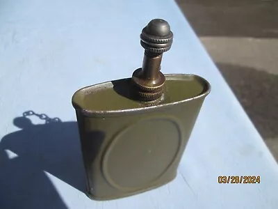 Vintage Military Gun Oil Metal Oiler Can With Brass Spout Screw Cap & Chain • $19.99