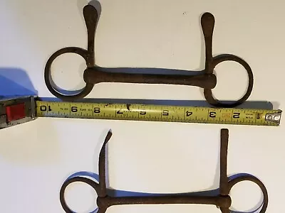 2 VINTAGE 9  Hand Forged IRON WESTERN HORSE BIT TACK Harness REIN RINGS • $29