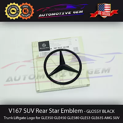 V167 SUV Mercedes GLOSS BLACK Star Emblem Rear Trunk Lid Logo Badge AMG GLE350 • $39.99