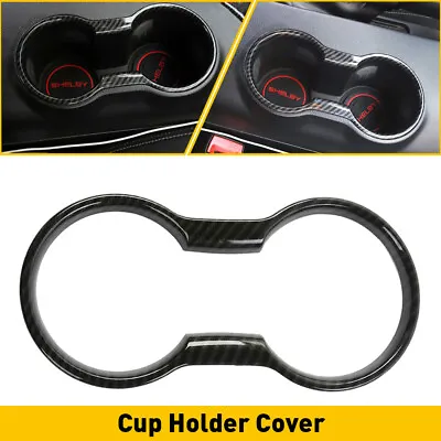 Cup Holder Cover Trim Carbon Fiber Interior Accessories For Ford Mustang 2015+ • $12.49