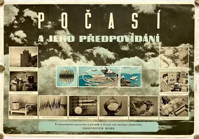 Original Vintage Poster  CZECHOSLOVAKIA-NATURE- WEATHER AND ITS FORECASTS - 1951 • $139