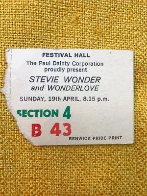 STEVIE WONDER. Concert Ticket Stub  FIRST AUSTRALIAN  TOUR  1981. Melbourne Show • $95