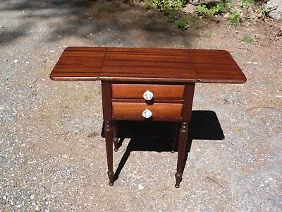 Vintage Sheraton Mahogany Double Drop Leaf Work Table End Table Stand Nightstand • $625.50