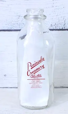 Vintage Peninsula Creamery Quart Milk Bottle Palo Alto CA Dairy Ice Cream • $28.99