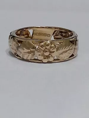 £99.95 • Buy 9ct Gold Flower Band Ring, Size M, Fully Hallmarked